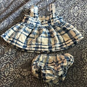 Blue and White Kids Plaid Dress Set